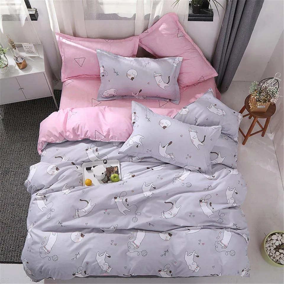 Sailor Moon Bed Covers Flat Sheets Bedding Sets Anime Pink Heart Blue Background Girls Dinosaur Quilt Cover Set Home282A