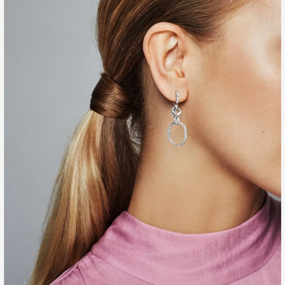 Boucles d'oreilles ovales en argent Sterling 925, authentiques, en forme de cœur noué, accessoires de bijoux à la mode pour femmes, cadeau 267K