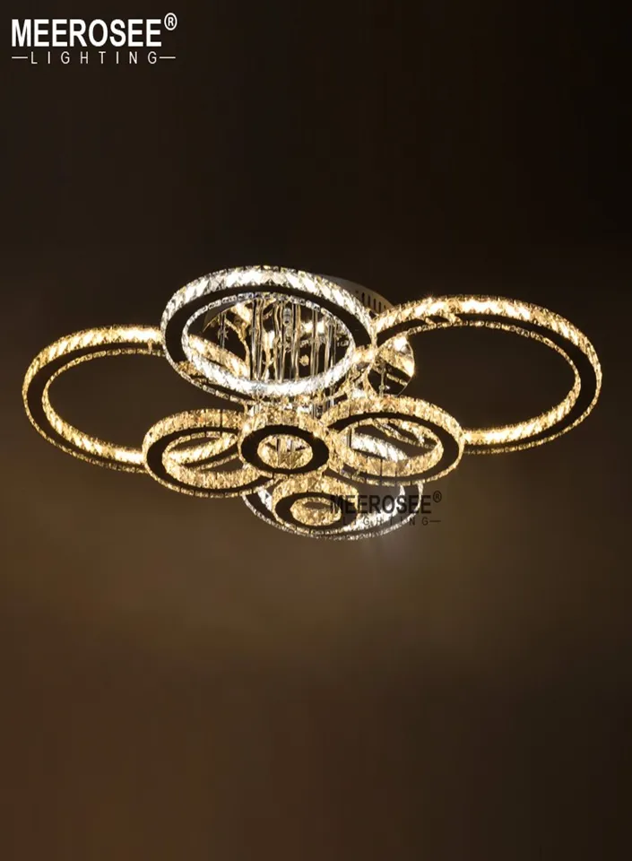 Lustres modernes Luminaire d'intérieur Lampes de plafond en cristal en acier inoxydable pour salon Chambre Bague en diamant LED Lustres Lampa302V