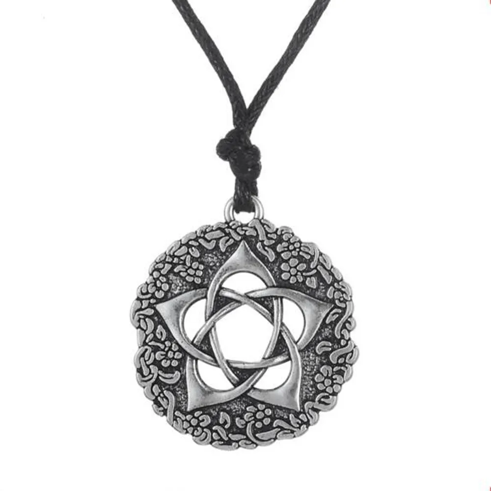 L11 Star Rose Pentacle of the Goddess Pentagram Wiccan Jewelry Pewter Pendant Necklace275F