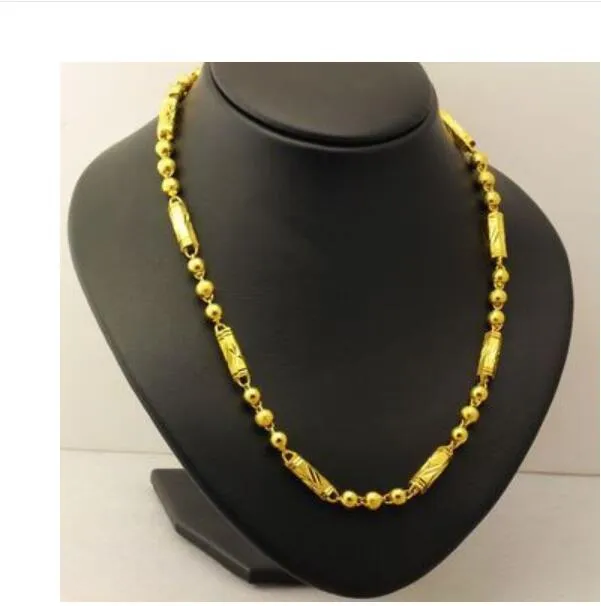 2019 areia colar de ouro masculino autêntico 999 jóias de ouro autêntico tailândia grande corrente de ouro contas grossas longo tempo não fade258u