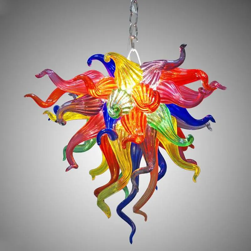 Lustre suspendu en cristal en forme de fleur, lustre en verre soufflé coloré, éclairage moderne pour salon, 283d