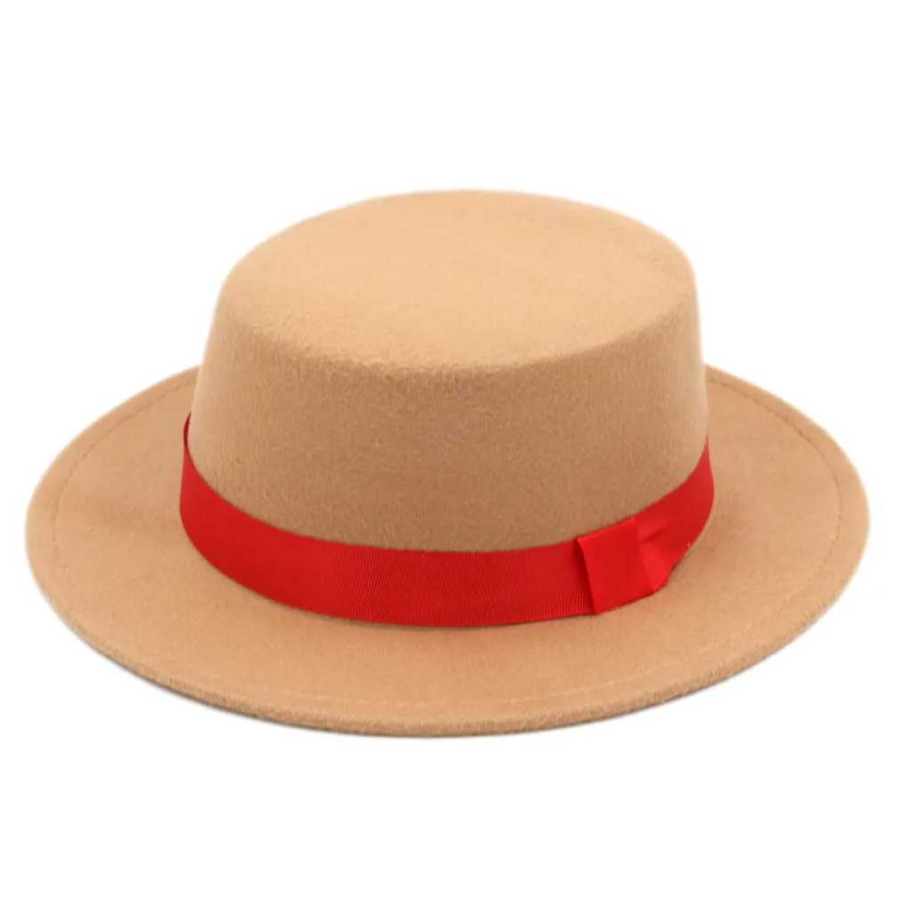 Simple Summer Women Sunhat Beach Street Party Stiff Wide Brim Pork Pie Hat Outdoor Bowler Sailor Derby Caps Unisex Size 5300Z