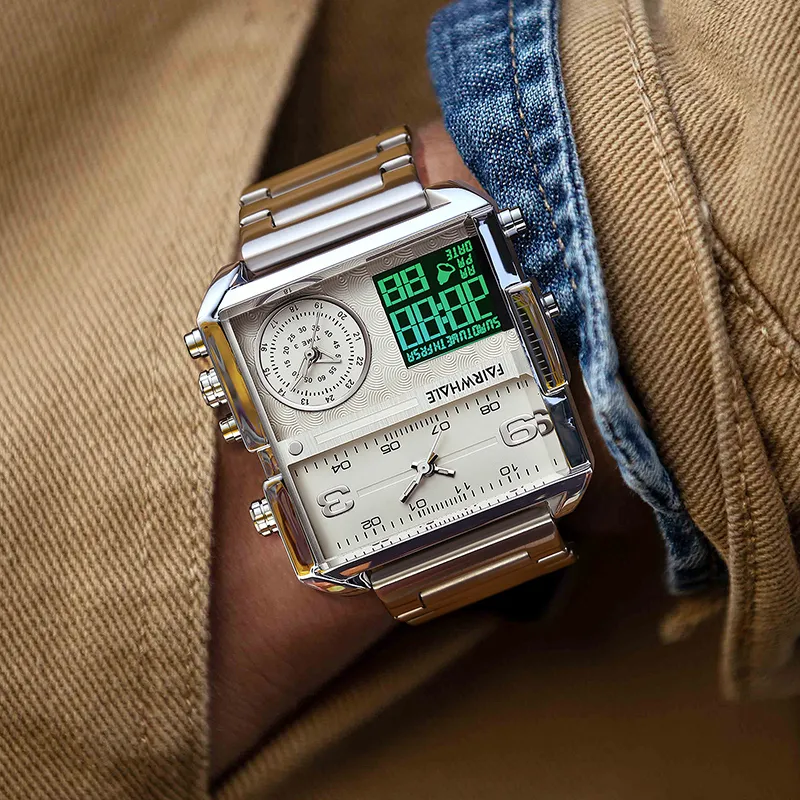 Reloj de lujo para hombre, relojes deportivos creativos de cuarzo LED, reloj de pulsera luminoso impermeable multifuncional para hombre, reloj Masculino CX2206A