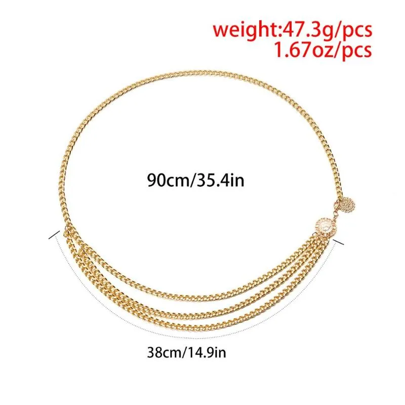 Cintos de ouro retrô para mulheres cós na cintura de todas as partidas de várias camadas de joalheria de joias de festas longas de partida Corrente da cintura de moeda Belt2811