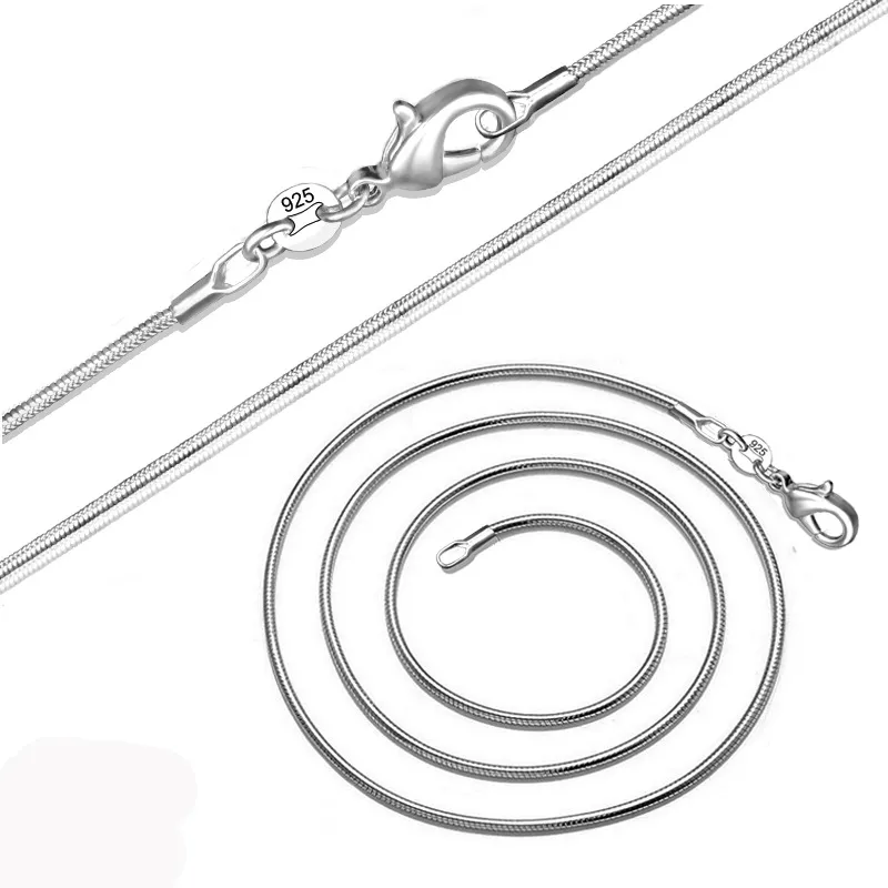 Long 16-28 pouces 40-80 cm 100% authentique solide 925 argent Sterling colliers ras du cou 1mm chaînes serpent collier pour les femmes entières 251P