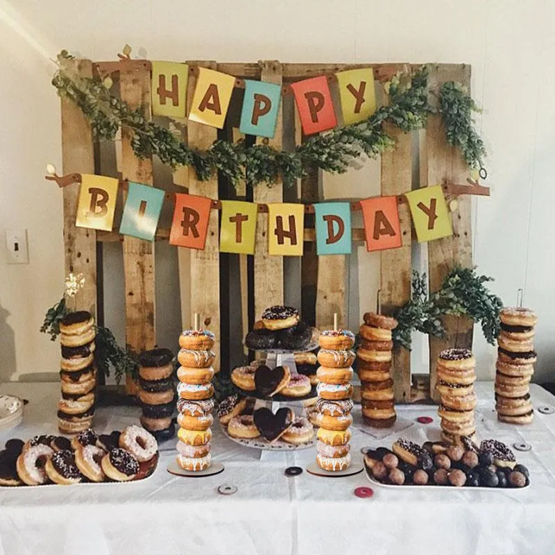 Donuts suporte de exibição de parede donut decoração do casamento suprimentos festa aniversário chá do bebê madeira donut titular festa Decoration1866