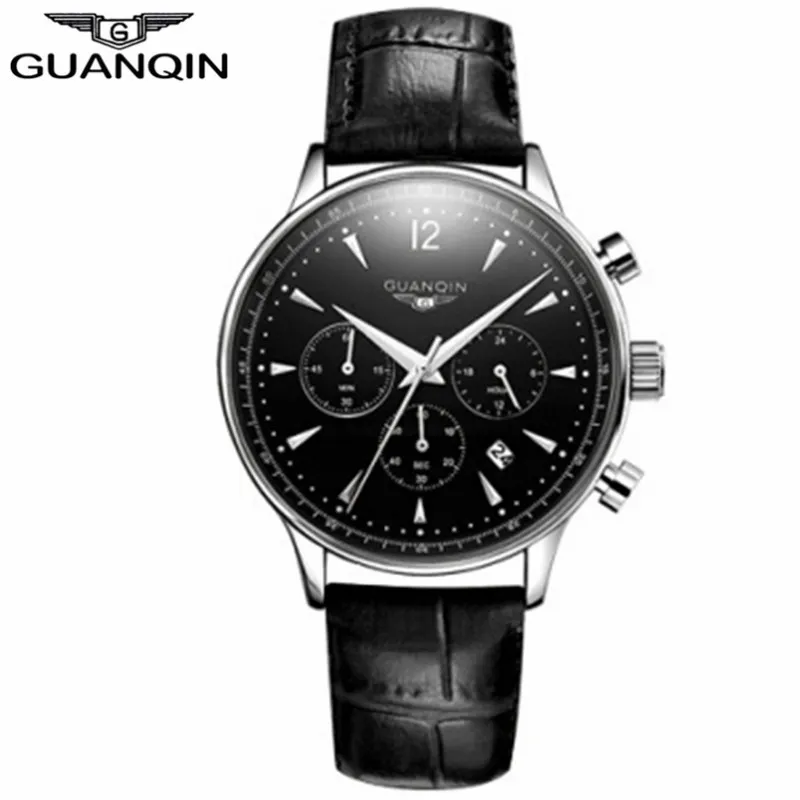 GUANQIN Montres Hommes Top Marque De Luxe Chronographe Militaire Sport Montre À Quartz Classiques Hommes Casual Rétro Bracelet En Cuir Montre-Bracelet256p