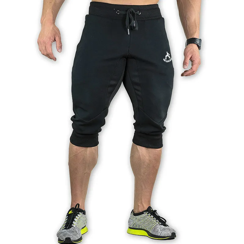 Short décontracté en coton pour hommes 3/4 Jogger Capri Pantalon respirant sous le genou Pantalon court avec trois poches MX200324