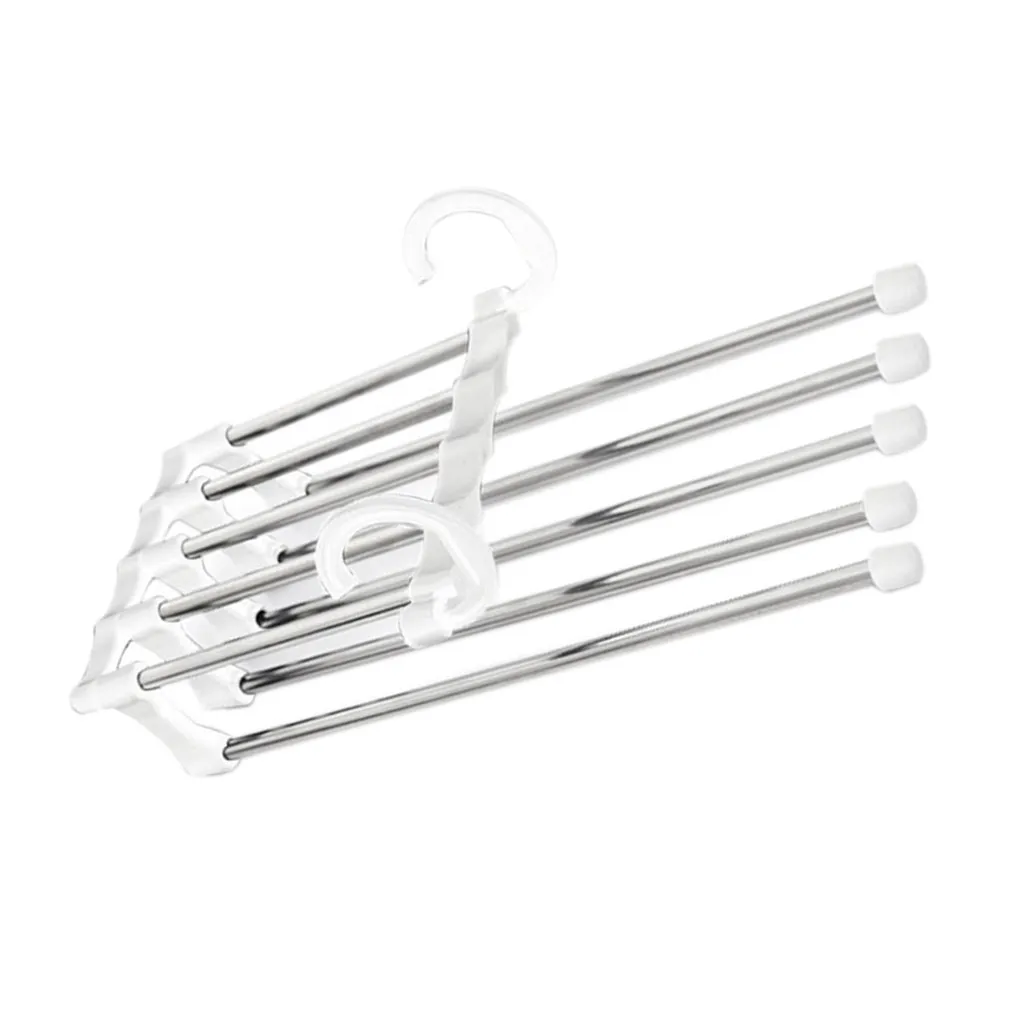 Portable Clothes Hanger Multifunktionella byxor Rack rostfritt stålbyxor Holderkläder Organiserförvaring Rod White208U