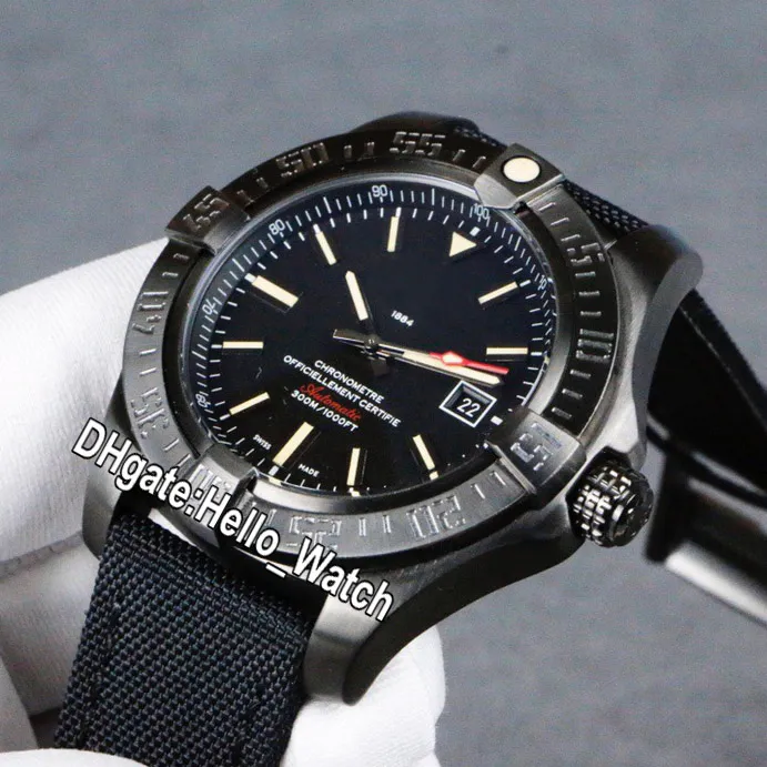 Nuevo Blackbird V1731010 BD12 105W M20BA 1 Japón Miyota Reloj automático para hombre Dial negro PVD Caja de acero negro Cuero de nailon HWBE Hell209d