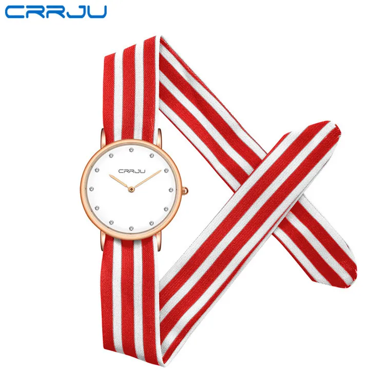 CRRJU new unique Ladies flower cloth wristwatch fashion women dress watch high quality fabric watch sweet girls Bracelet watch1757