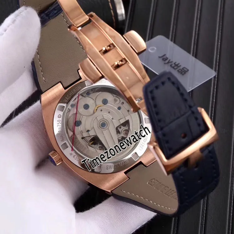 New Overseas Big Date Cassa in acciaio Doppio Tourbillon Quadrante blu Orologio automatico da uomo Cinturino in pelle blu Orologi da uomo di alta qualità 8 209s