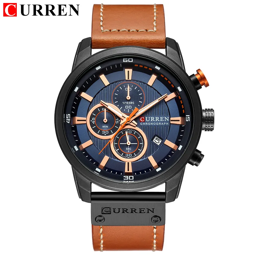 CURREN 8291 Luxe Merk Mannen Analoge Digitale Lederen Sport Horloges Heren Militaire Horloge Man Quartz Klok Relogio Masculi248d