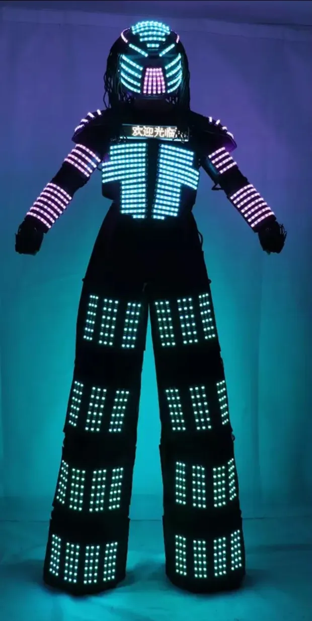 Robot LED Stilts Walker LED Light Robot Costume Clothing Event kryoman Costume led disfraz de robot2736