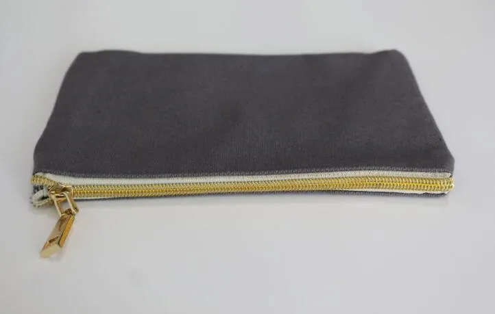 16oz cotton canvas cosmetic bag with gold metal zip blank makeup bags size=22*15cm