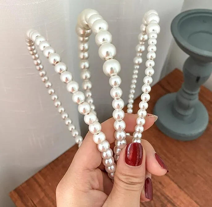 Prosty Pearl Hair Hoop Opaska na głowę Elegancka opaska do włosów Dekoracja Ozdukana Fryzjer