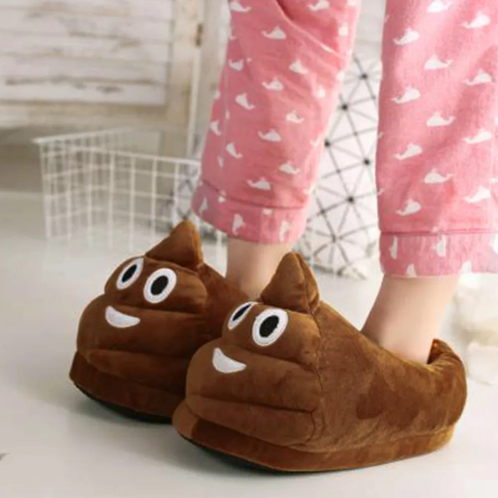 New Creative Poo Fluffy Pattern Slippers Warm Autumn Winter Warm Shoes Women Slippers For Women Use Indoor Slipper House Shoes (10)