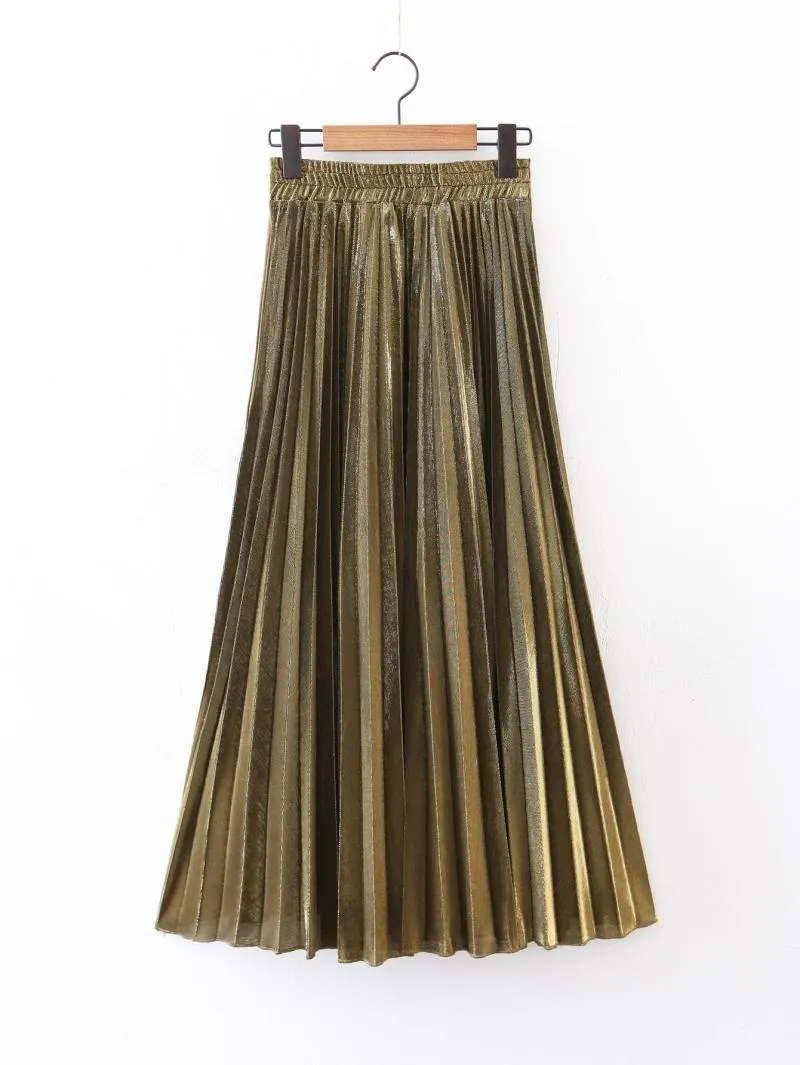 2019 Spring New Arrival High Waist Accordion Pleated Skirt Korean Style Vintage Skirt Faldas Largas Elegantes Y190428