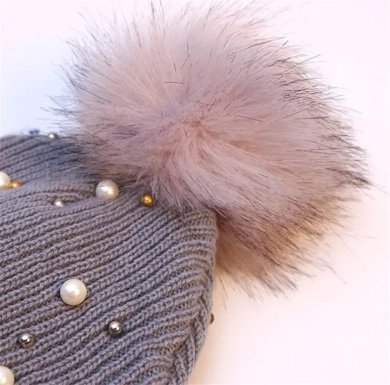 Sombrero de punto de hojaldre sombreros de punto de punto con cuentas gruesas tibias de invierno tibias