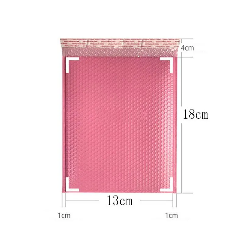 50 шт., розовый упаковочный конверт, почтовые конверты с пузырьками, мягкие конверты с подкладкой, полиэтиленовый почтовый конверт, самозапечатывающийся мешок, пригодный для использования, 13x18 см195C