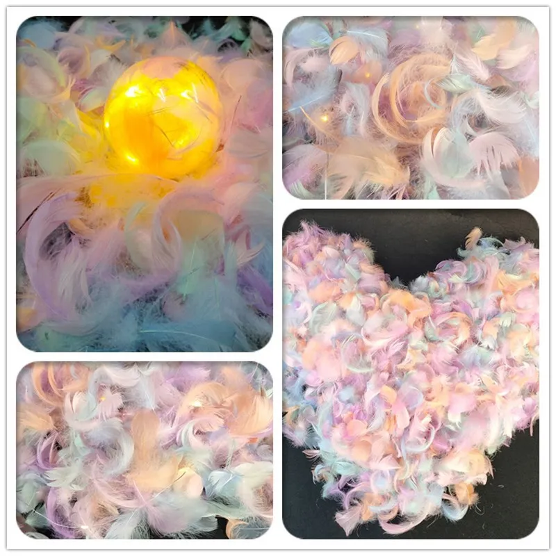 DIY gefärbte Gänse Feder Regenbogen Feder Ballon Füllung Hochzeitskleid DIY Dekorative Accessoires Feathers2555540