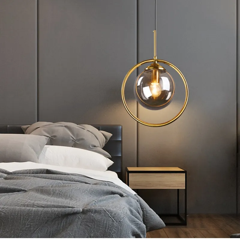 Loft modern pendell ljus sängen hängande lampa kök ö upphängning sovrum magiska bönguld glas boll belysning2770