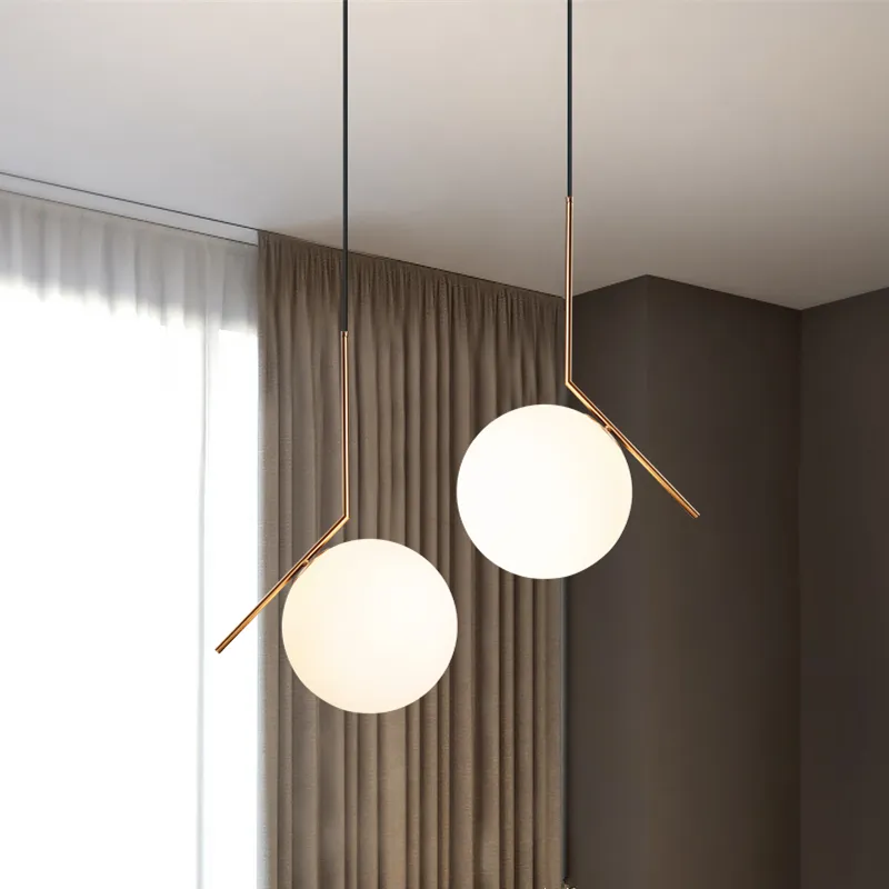 Lustre nordique Art minimaliste LED lustre suspendu boule de verre salon chambre minimaliste Restaurant Bar éclairage à la maison208l