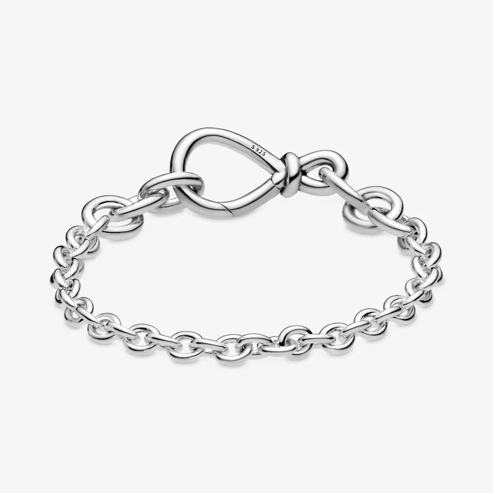 100% 925 Sterling Zilver Chunky Infinity Knoop Ketting Armband Mode Vrouwen Bruiloft Engagement Sieraden Accessoires231N