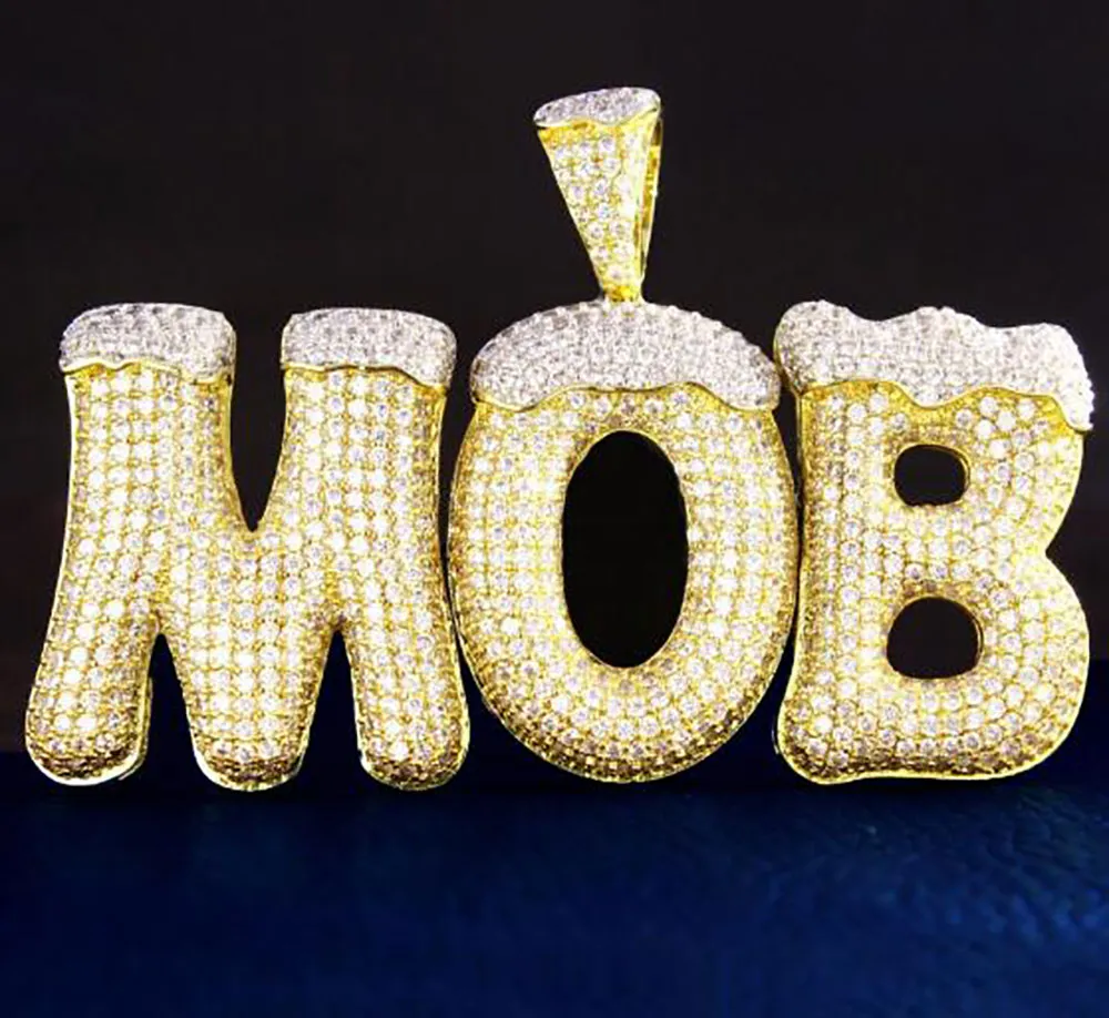 Nome personalizado neve topo cone letras iniciais colares com corrente de corda zircão masculino hip hop jóias feliz natal gift277s