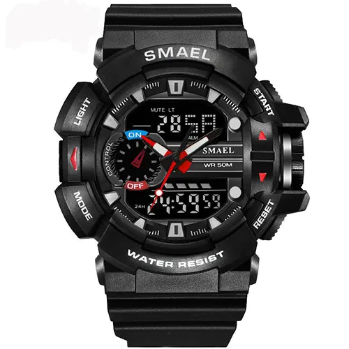 Smael Yellow Sport regarde Dual Time LED Digital Watch Quartz Analog-Digital1436 Men de bracelet masculin Hommes militaires regardent digi2640