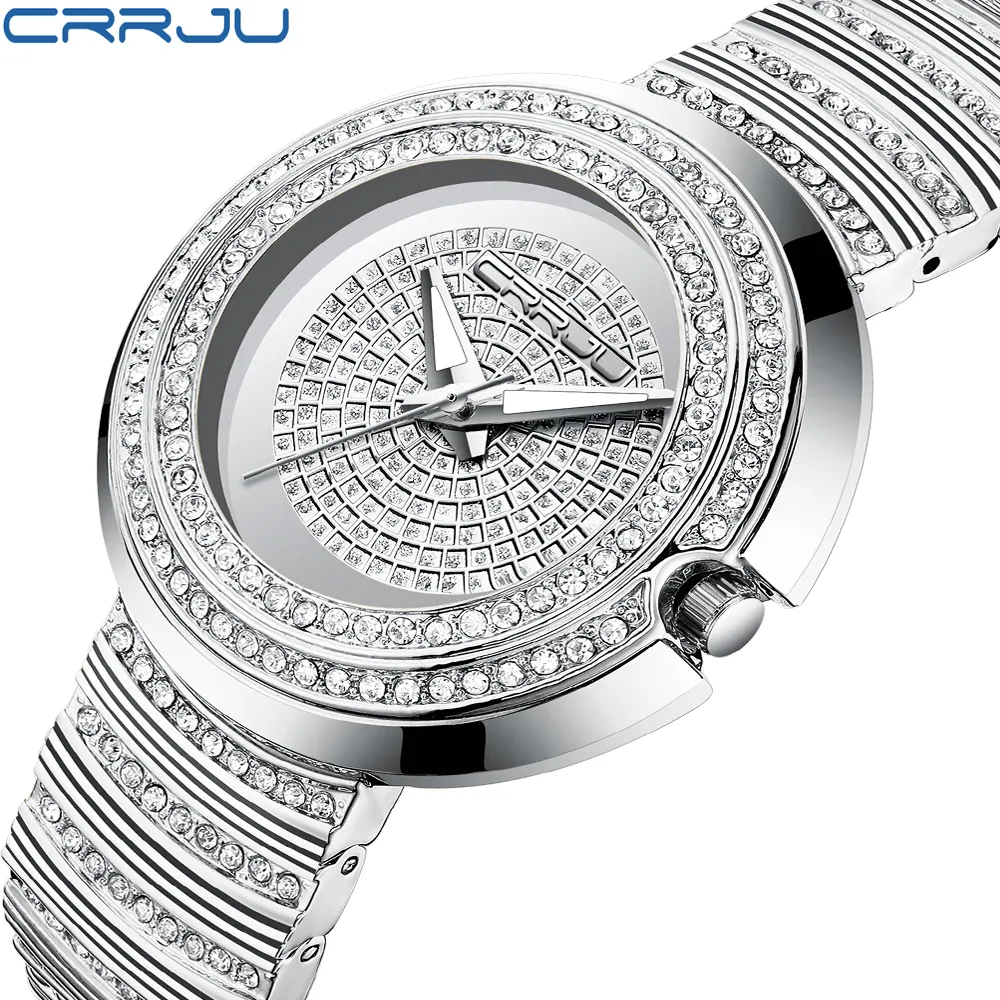 2020 luksusowy moda mody kwarcowy kwarc analogowy zegarki Crrju Kobiety Diamond Rhinestone Crystal Bransoletę Zegarstka Feminino 258s