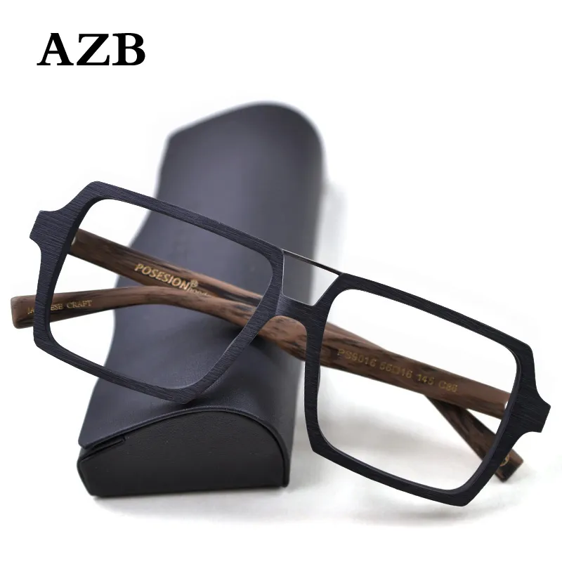 Whole-AZB Vintage bois surdimensionné lunettes cadre clair lentille femmes hommes en bois al lunettes lunettes de vue montures Spectacle3323