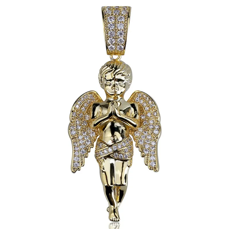 Mens hiphop 18k guldpläterad halsband is av vinkel hänge mode halsband smycken260z