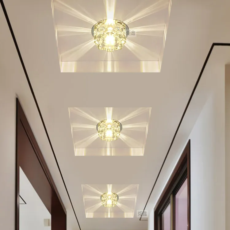Modern Crystal LED Spotlight Corridor Hallway Aisle Porch Ceiling Light Recessed Lamp Home Living Room Balcony Stairs Lighting Fix217g