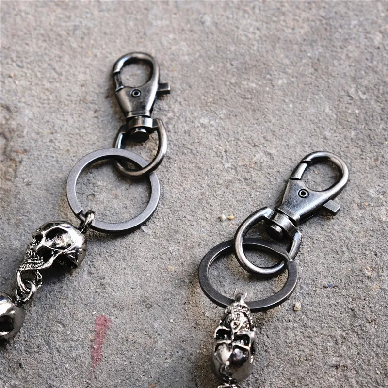 Metal 3 camadas anel de parafuso rocha punk chaves clipe Hip Hop Jewelry Chain Chain carteira de chaveiro