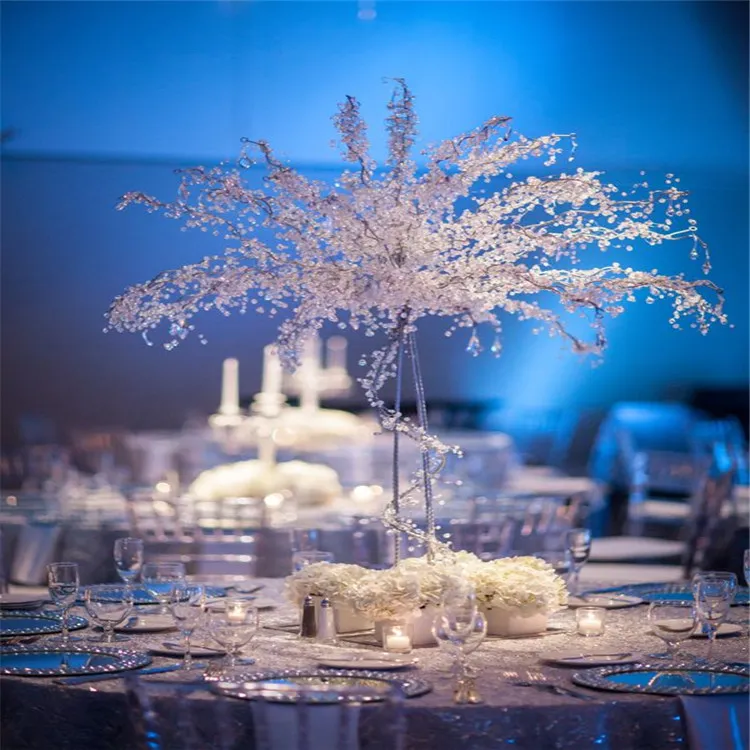 Centre de table en métal et acrylique avec perles en métal et acrylique, de 2 pièces, superbes arbres de mariage, pour fête de mariage, événement, usage domestique, 329B