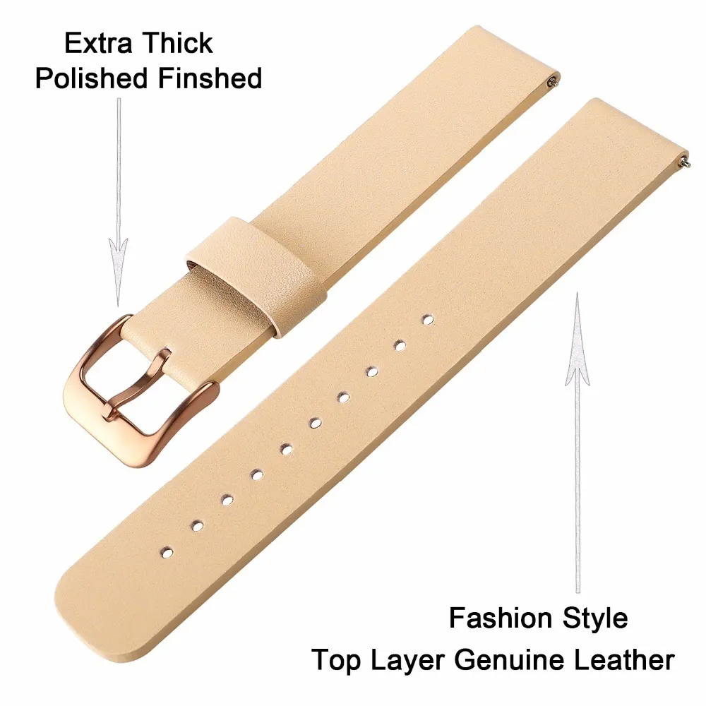 Genuine Leather Watchband 20mm For Samsung Galaxy Watch 42mm R810 Quick Release Band Replacement Strap Wrist Bracelet Rose Gold Y1280e