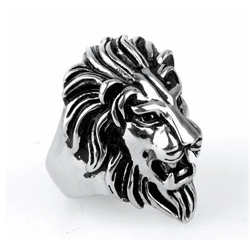 Bijoux vintage entièrement domineur lion hing ring Europe and America Cast lion king ring gold argent us taille 7-152380