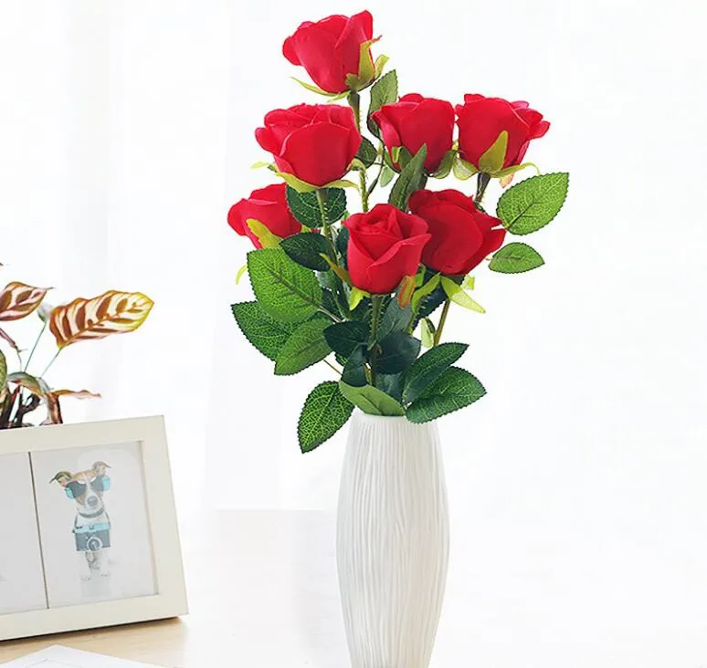 Красная роза, шелковые искусственные розы, белые цветы, бутон, искусственные цветы для дома, подарок на День святого Валентина, свадебное украшение, домашнее украшение Decorat260Q