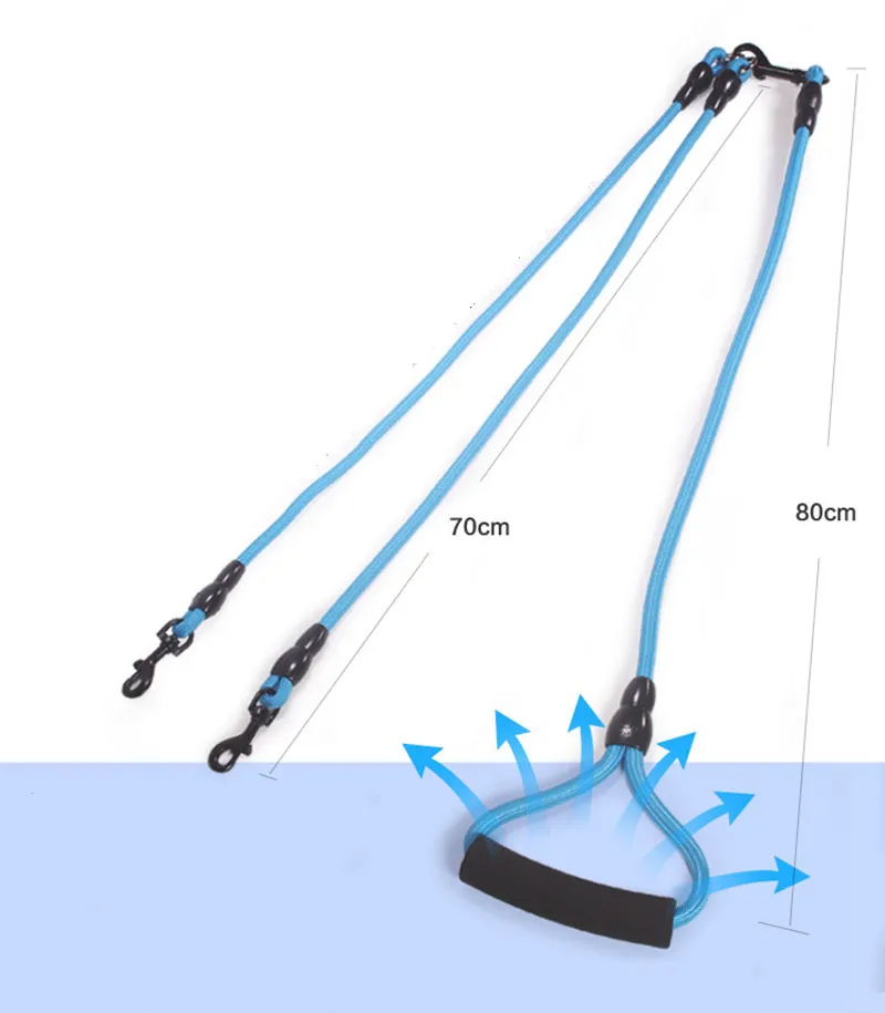 Laisse Double pour chien, 2 voies, 3 voies, 4 voies, corde en Nylon tressée, UANGLE, pour Couple, entraînement à la marche, 2, 3, 4 chiens, 307A