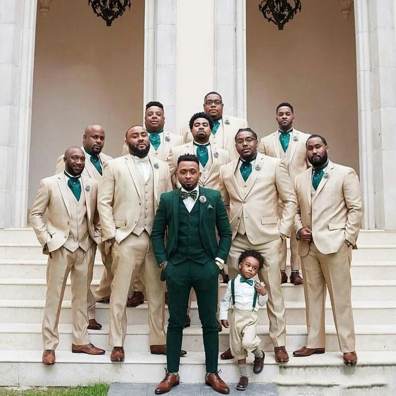 TPSAADE Green Men Suits for Groom Wedding Tuxedos Groomsmen Outfits Bridegroom Attire Man Blazer Terno Masculino2181 K2NM