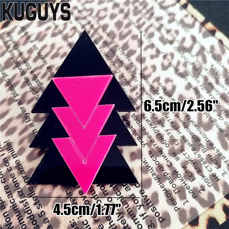 KUGUYS Gioielli di moda Oorbellen Acrilico Rosa Orecchini grandi le donne Pendientes Geometria Triangolo Orecchino DJ DS Brincos5850736