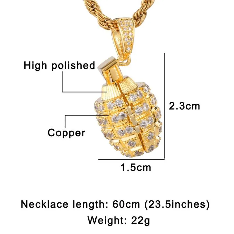 Collier pendentif de grenade de zircon en zircon