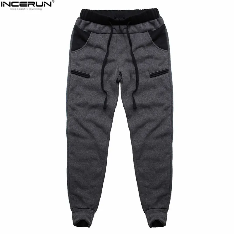 Incerun vinter män byxor joggare elastiska midja casual fleece varma byxor män lösa comfy workout tracksuit mens sweatpants t200422