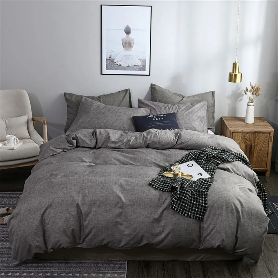 Duvet Cover Sets Pink And Grey AB Side Texture Printed Plain Color Bedding Set Single Solid King Size Comforter Cover Pillowcase249N