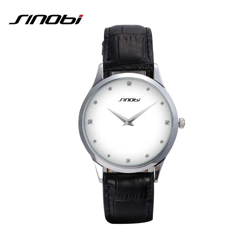 Sinobi clássico relógio feminino moda marca superior de luxo pulseira couro senhoras relógio genebra quartzo relógio de pulso relogio feminino245h