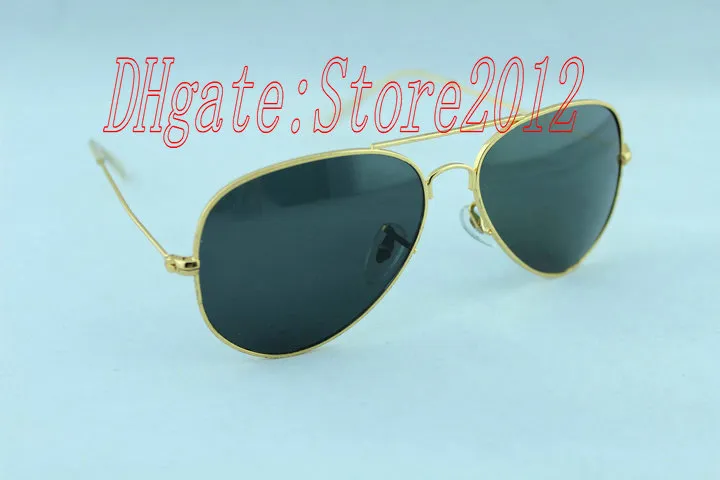Alta calidad Vassl Hombres Mujeres Diseñador Clásico Piloto Gafas de sol Gafas de sol Marco dorado Verde Lente de 58 mm y 62 mm Gafas vienen con B262e