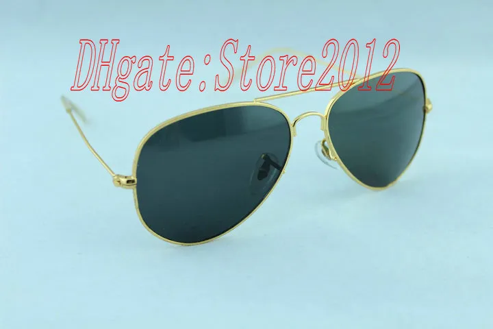 عالي الجودة Vassl Men مصممة Classic Pilot Sunglots Sun Glasses Gold Frame Green 58mm و 62 Mms Eyewear مع B260V