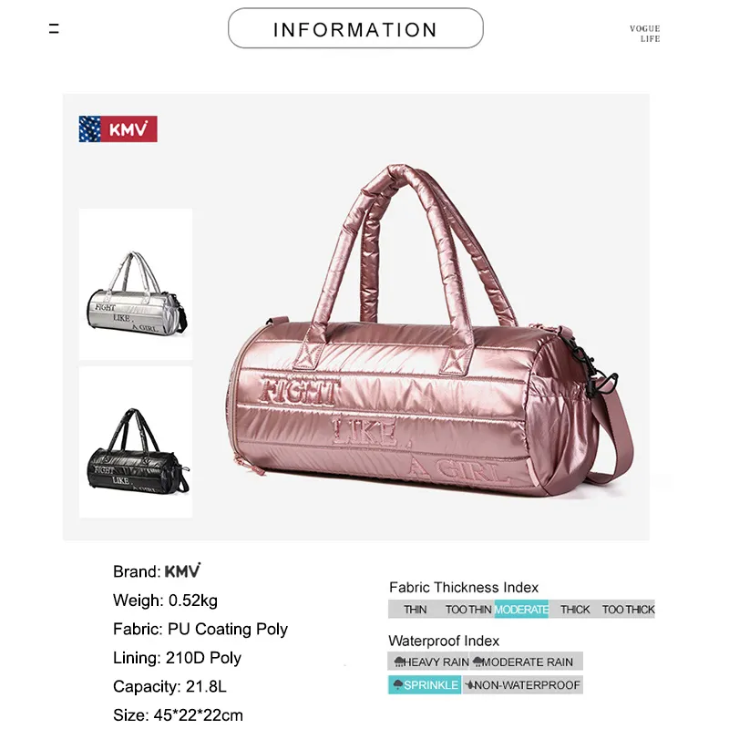 Borsa da palestra rotonda impermeabile Borsa da viaggio piccola con scomparto scarpe uomo e donna274H